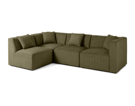 Canapé modulable d'angle gauche 5 places en velours Nova
