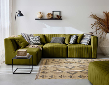 Canapé modulable d'angle gauche 5 places en velours Nova