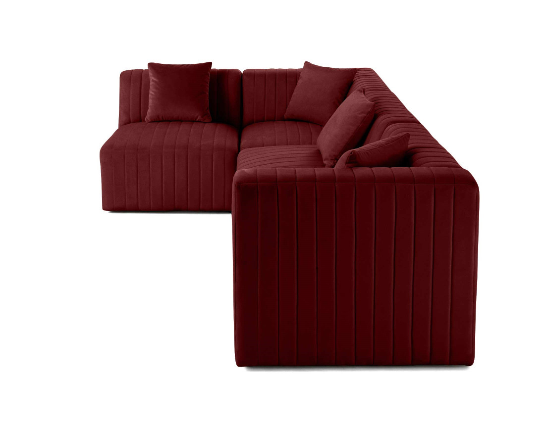 Canapé modulable d'angle gauche 5 places en velours Nova