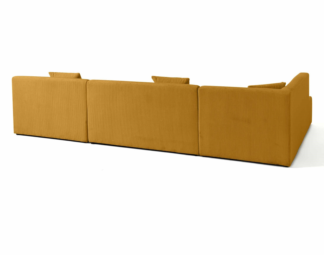 Canapé panoramique d'angle gauche 7 places en velours côtelé Onyx