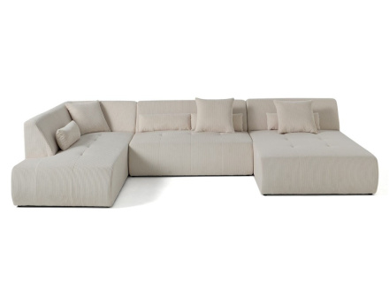 Canapé panoramique d'angle gauche 7 places en velours côtelé Onyx