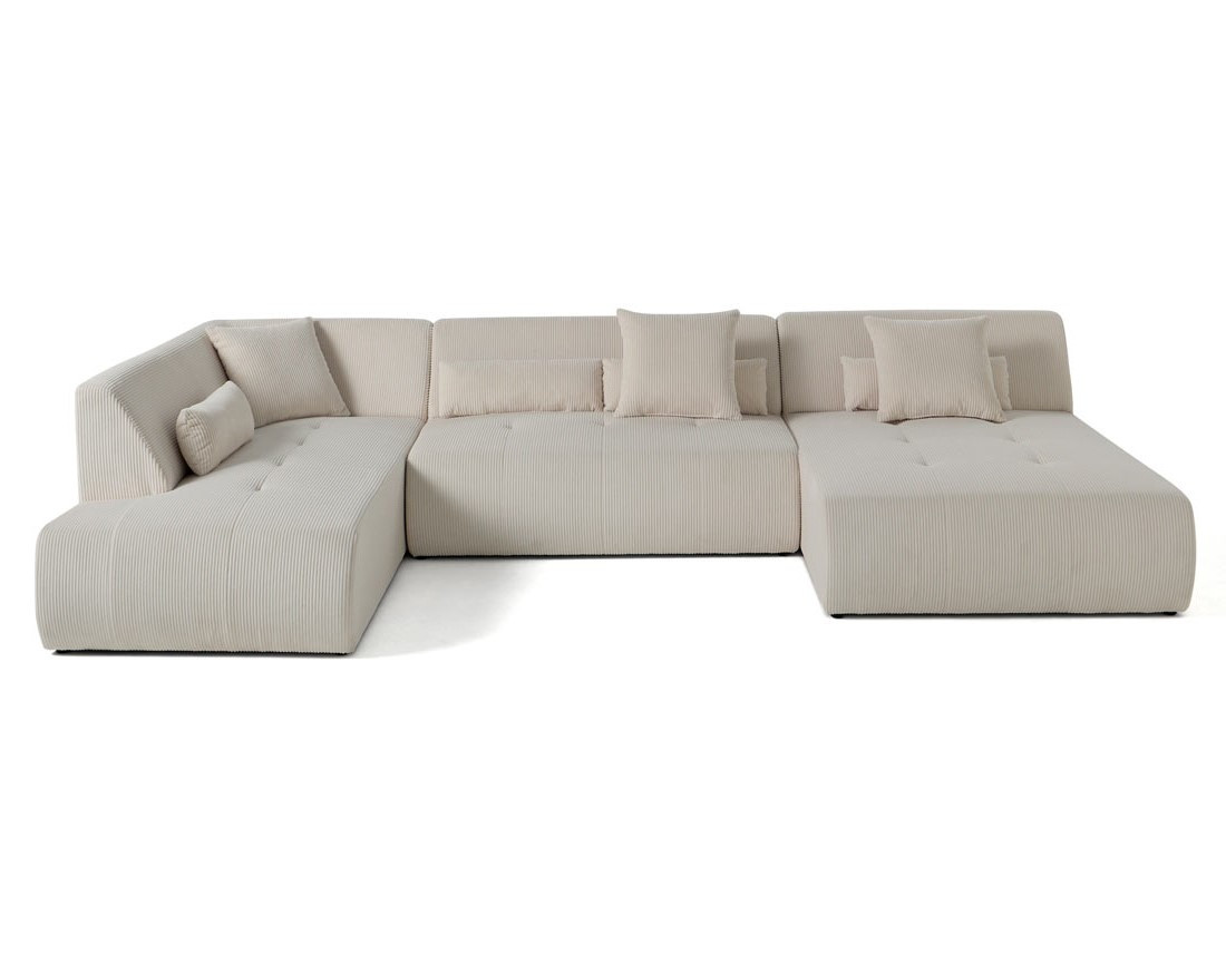Canapé panoramique d'angle gauche 7 places en velours côtelé Onyx
