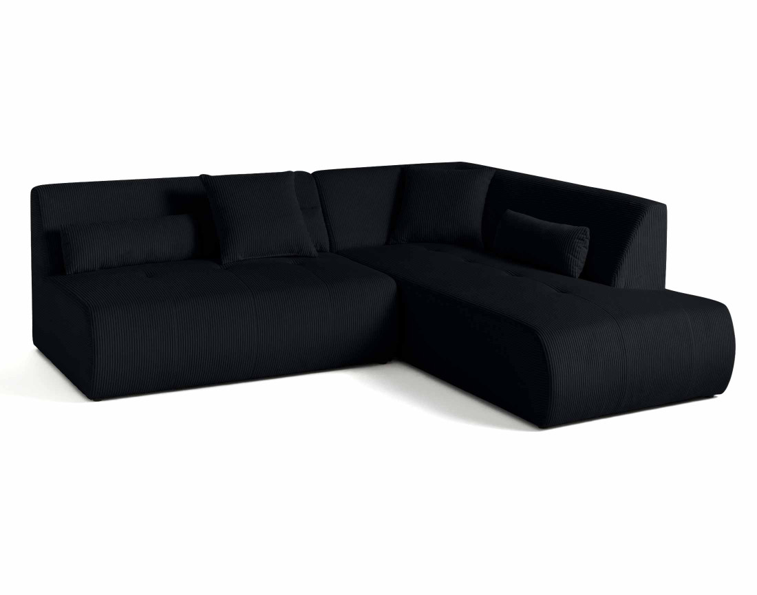Canapé modulable d'angle droit 5 places en velours côtelé Onyx