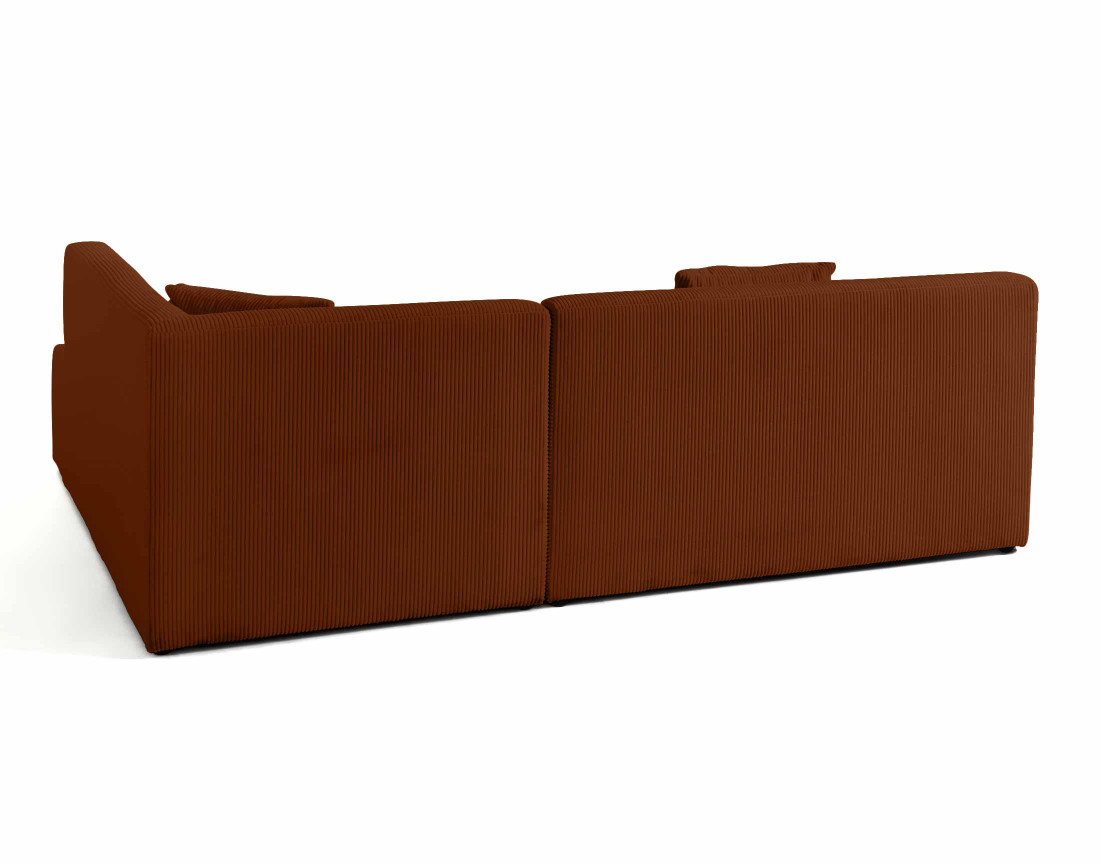 Canapé modulable d'angle droit 5 places en velours côtelé Onyx