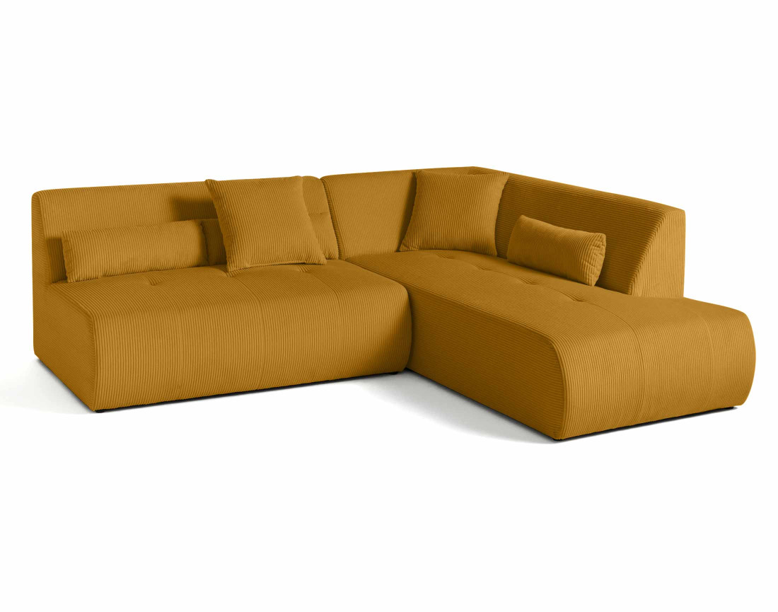 Canapé modulable d'angle droit 5 places en velours côtelé Onyx