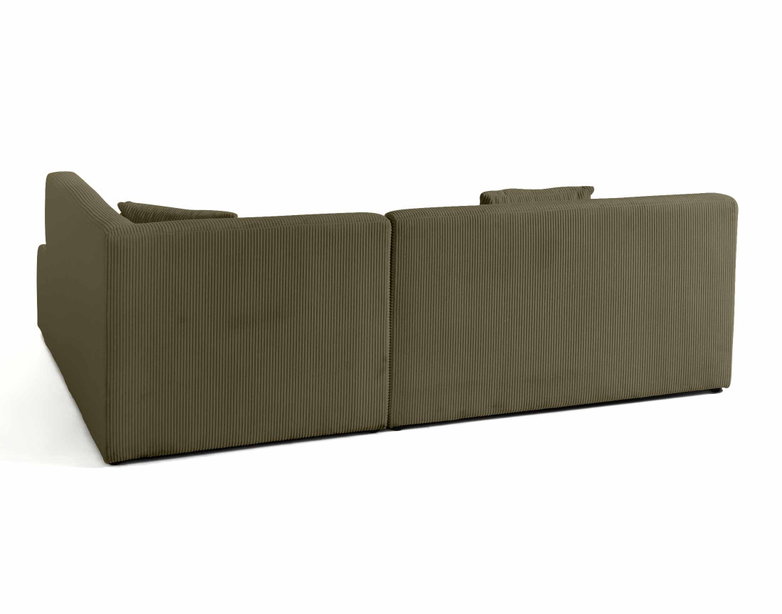 Canapé modulable d'angle droit 5 places en velours côtelé Onyx
