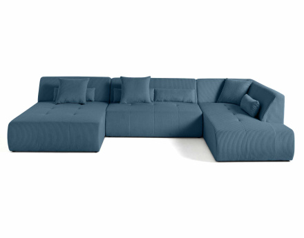 Canapé panoramique modulable d'angle droit 7 places en velours côtelé Onyx