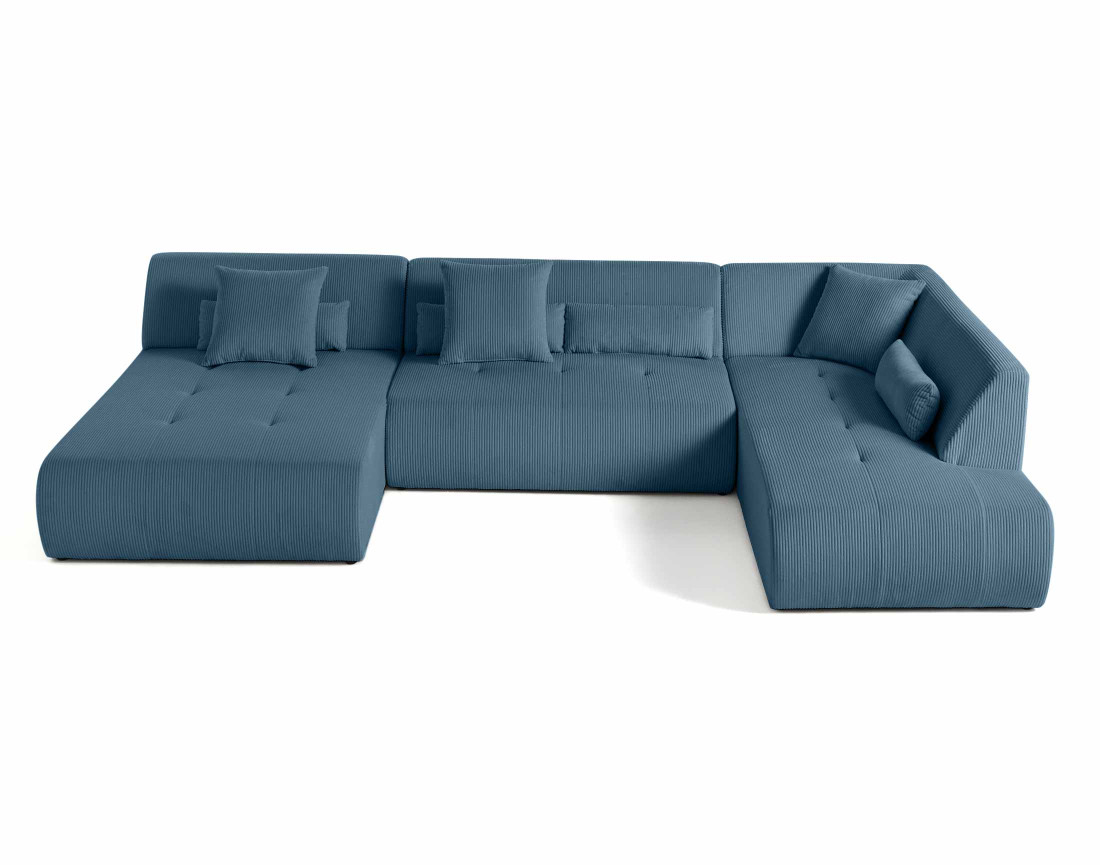 Canapé panoramique modulable d'angle droit 7 places en velours côtelé Onyx