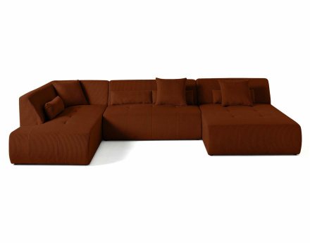 Canapé modulable d'angle gauche 7 places en velours côtelé Onyx