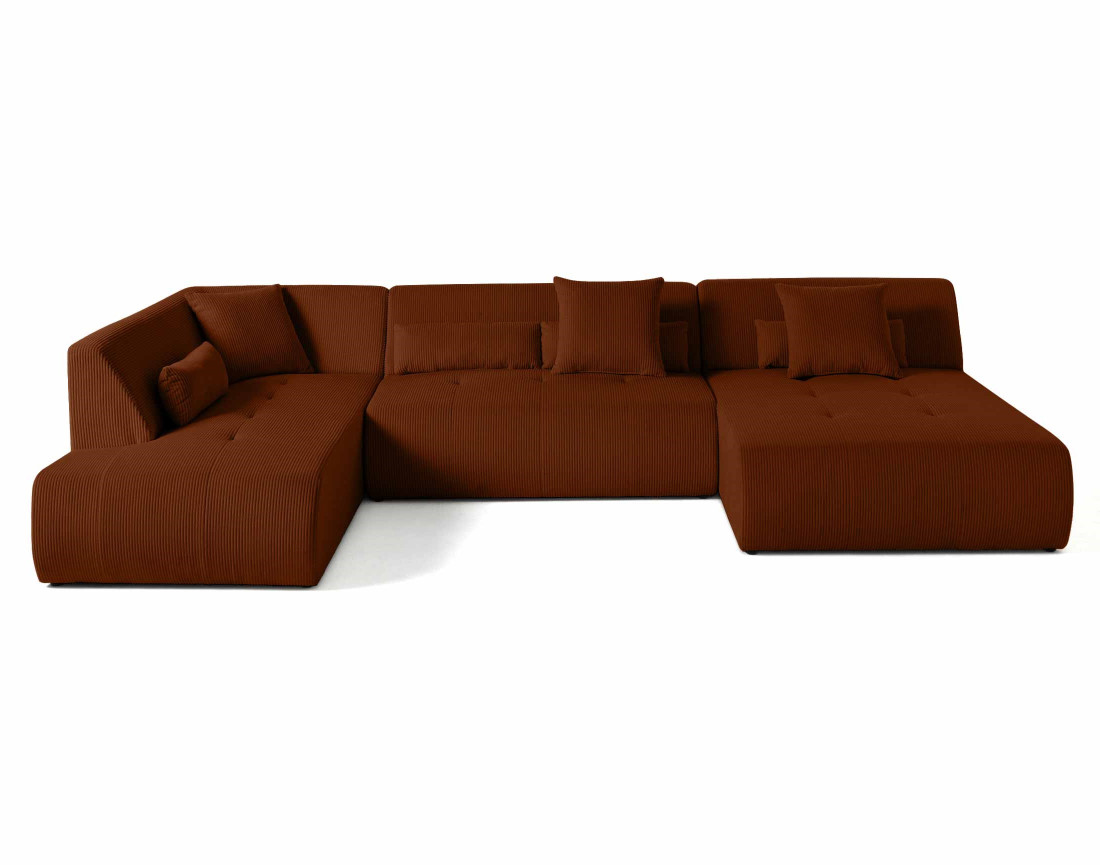 Canapé modulable d'angle gauche 7 places en velours côtelé Onyx