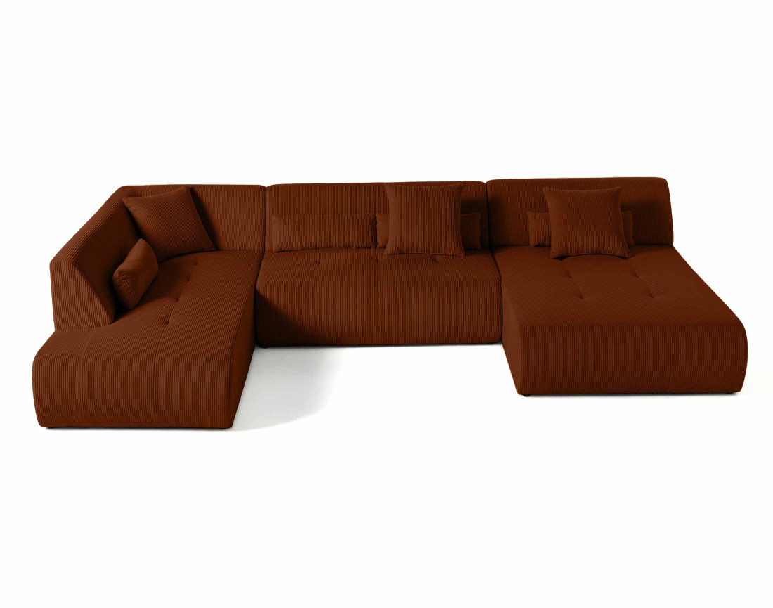 Canapé modulable d'angle gauche 7 places en velours côtelé Onyx