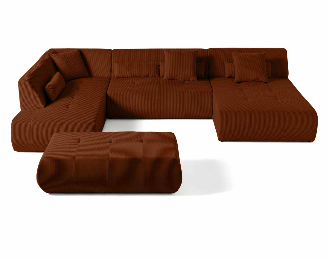 Canapé modulable d'angle gauche 7 places en velours côtelé Onyx
