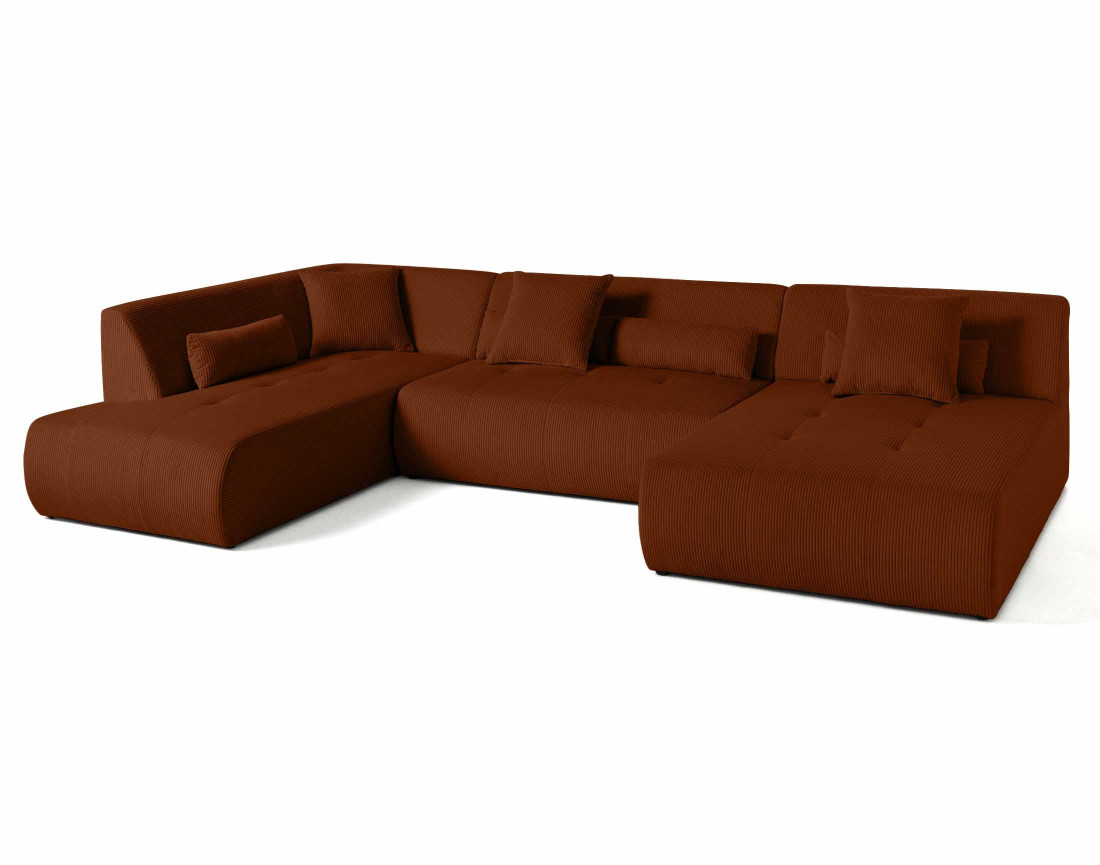 Canapé modulable d'angle gauche 7 places en velours côtelé Onyx