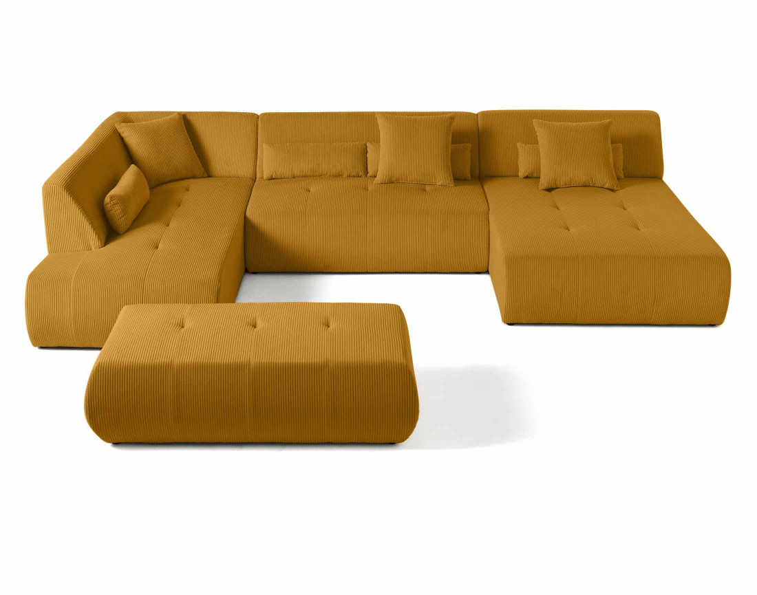 Canapé modulable d'angle gauche 7 places en velours côtelé Onyx