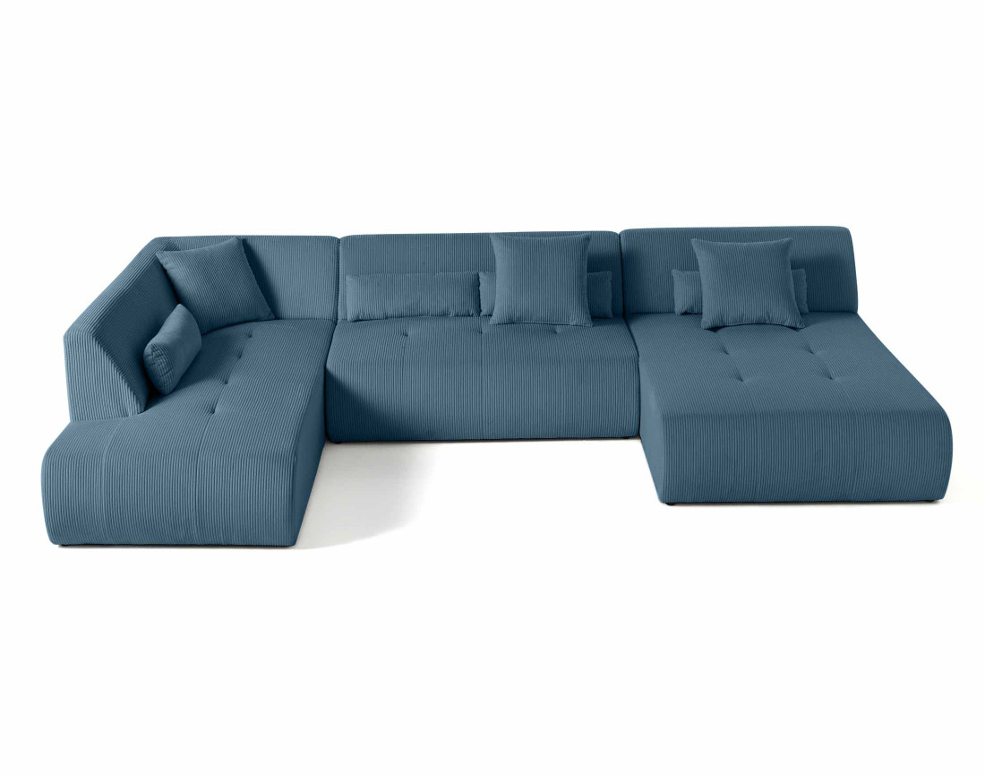 Canapé modulable d'angle gauche 7 places en velours côtelé Onyx