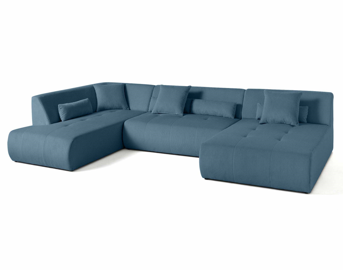 Canapé modulable d'angle gauche 7 places en velours côtelé Onyx