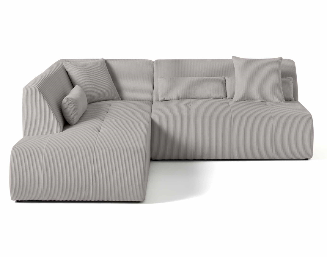 Canapé modulable d'angle gauche 5 places en velours côtelé Onyx