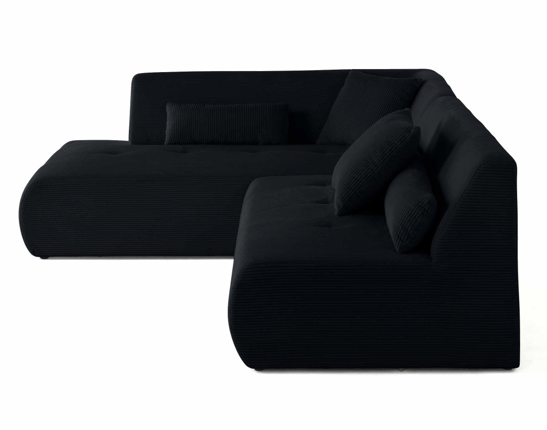 Canapé modulable d'angle gauche 5 places en velours côtelé Onyx