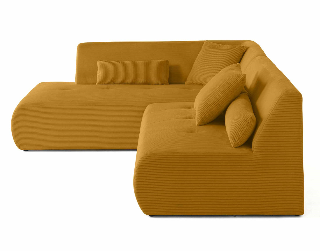 Canapé modulable d'angle gauche 5 places en velours côtelé Onyx