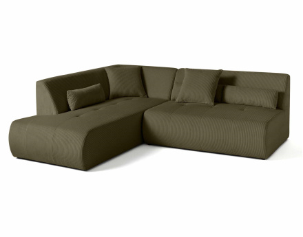 Canapé modulable d'angle gauche 5 places en velours côtelé Onyx