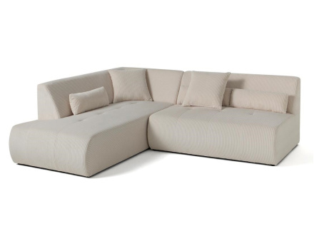 Canapé modulable d'angle gauche 5 places en velours côtelé Onyx