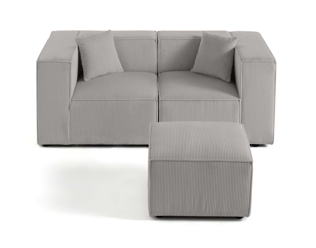 Canapé modulable 2 places en velours côtelé Arty
