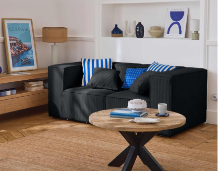 Canapé modulable 2 places en velours côtelé Arty