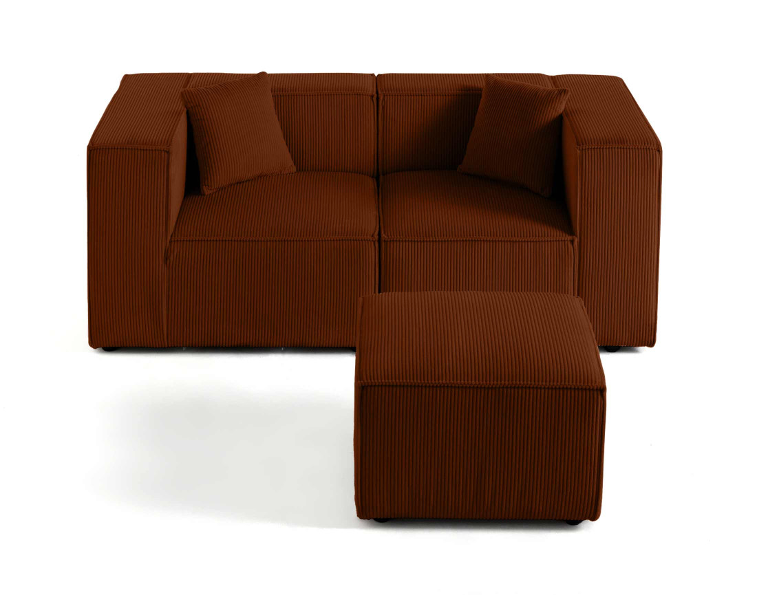 Canapé modulable 2 places en velours côtelé Arty