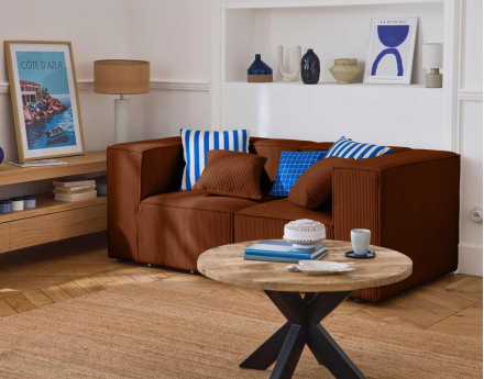 Canapé modulable 2 places en velours côtelé Arty