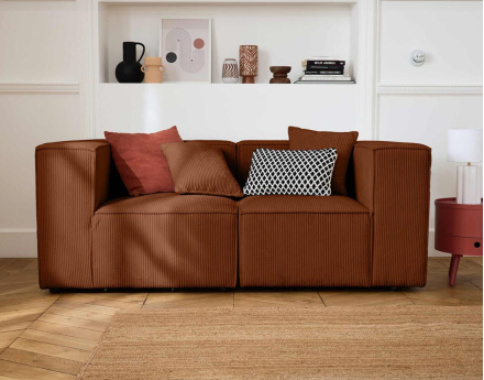 Canapé modulable 2 places en velours côtelé Arty
