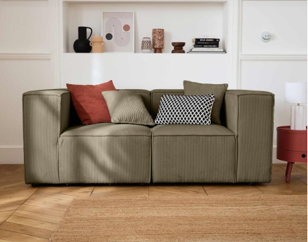 Canapé modulable 2 places en velours côtelé Arty