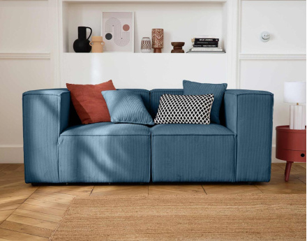 Canapé modulable 2 places en velours côtelé Arty