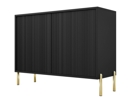 Buffet 2 portes noir et pieds dorés  2 portes 104cm Velloso