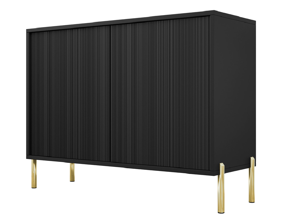 Buffet 2 portes noir et pieds dorés  2 portes 104cm Velloso