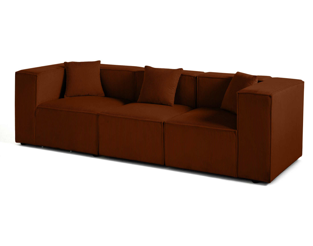 Canapé modulable 3 places en velours côtelé Arty
