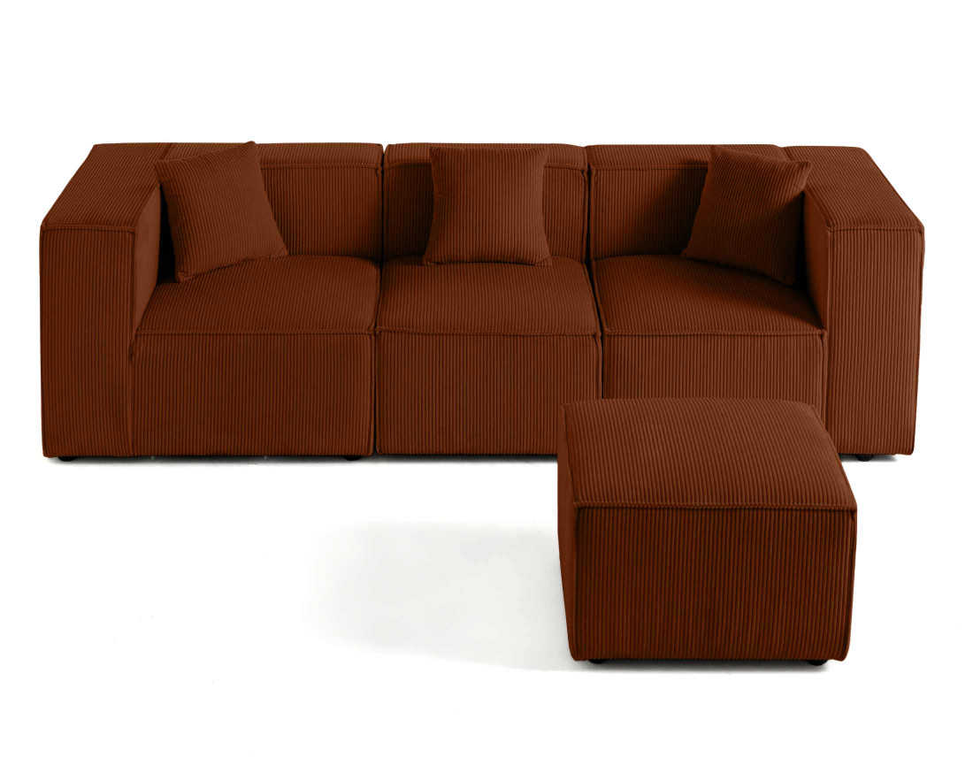 Canapé modulable 3 places en velours côtelé Arty