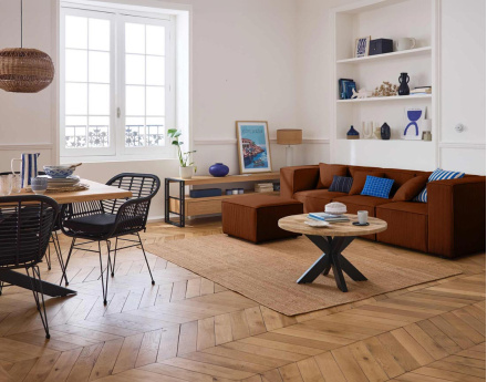 Canapé modulable 3 places en velours côtelé Arty