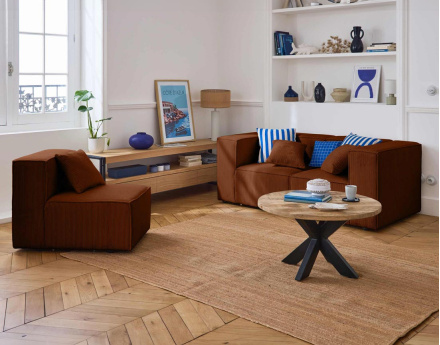 Canapé modulable 3 places en velours côtelé Arty