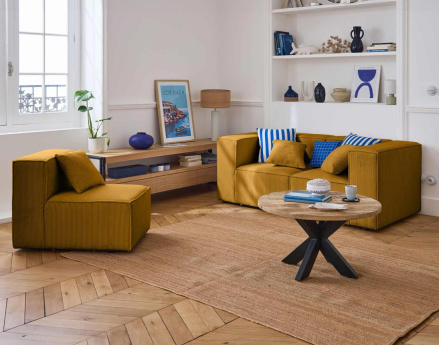 Canapé modulable 3 places en velours côtelé Arty