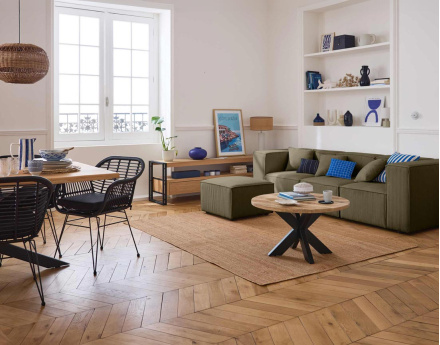 Canapé modulable 3 places en velours côtelé Arty