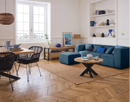 Canapé modulable 3 places en velours côtelé Arty