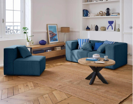 Canapé modulable 3 places en velours côtelé Arty