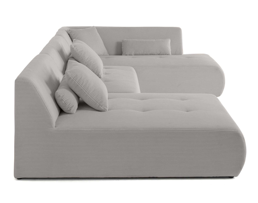 Canapé panoramique modulable d'angle droit 7 places en velours côtelé Onyx