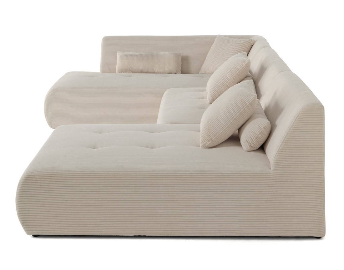 Canapé panoramique d'angle gauche 7 places en velours côtelé Onyx