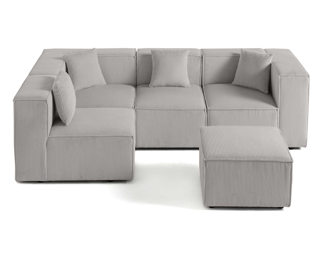 Canapé modulable d'angle gauche 4 places en velours côtelé Arty
