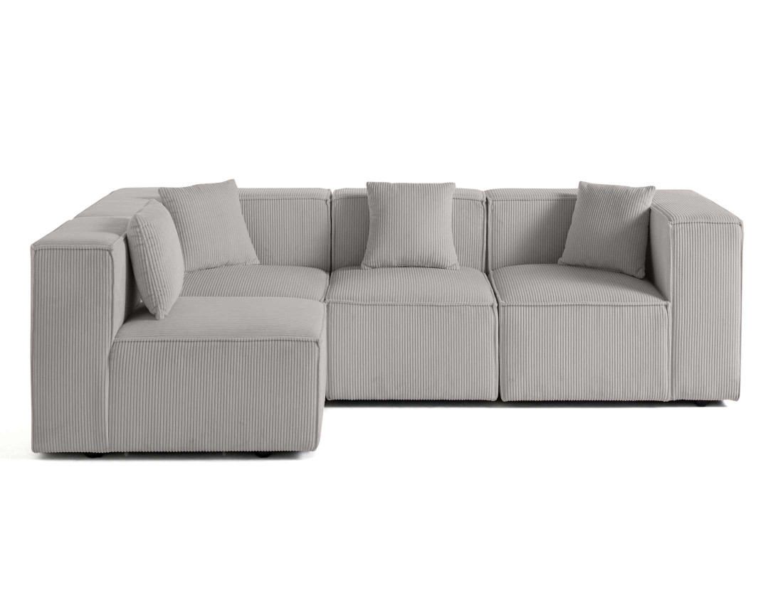 Canapé modulable d'angle gauche 4 places en velours côtelé Arty