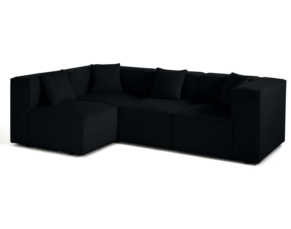 Canapé modulable d'angle gauche 4 places en velours côtelé Arty