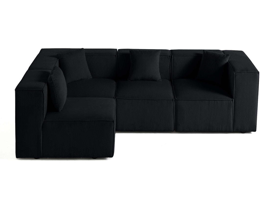 Canapé modulable d'angle gauche 4 places en velours côtelé Arty