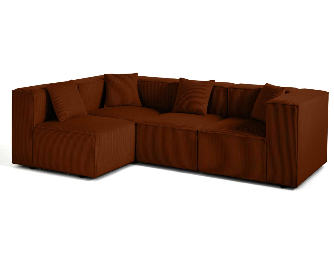 Canapé modulable d'angle gauche 4 places en velours côtelé Arty