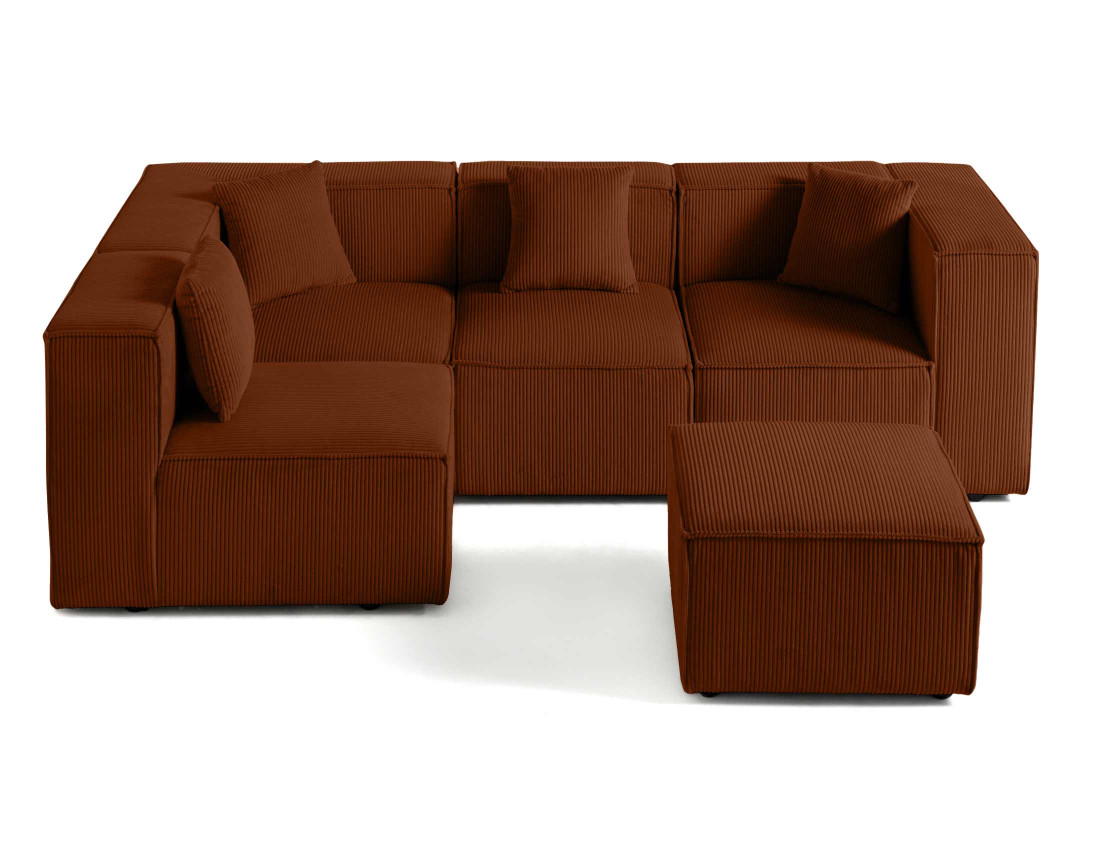 Canapé modulable d'angle gauche 4 places en velours côtelé Arty
